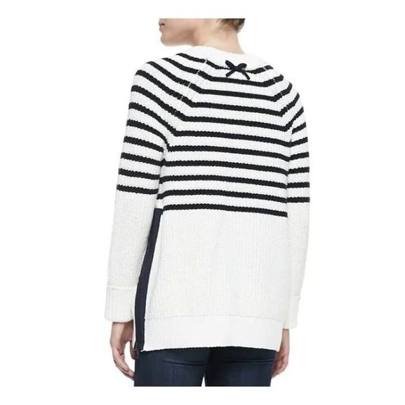 Kate Spade Navy Cream Striped Chunky Transcontinental Express Aura Sweater - Picture 3 of 11